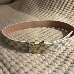 Louis Vuitton Checkered White and Gold Belt